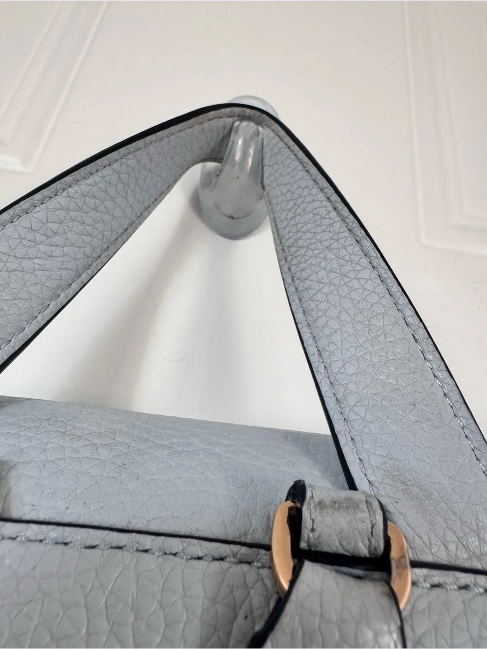 Tory Burch Carter Flap Backpack Luna Light Blue/Gray Trendy Purse Handbag $498